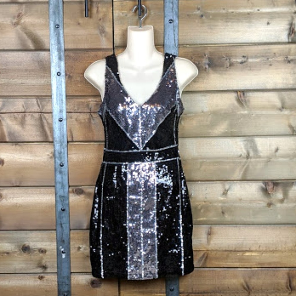B Darlin Geometric Bodycon Sequin Dress - 1/2
